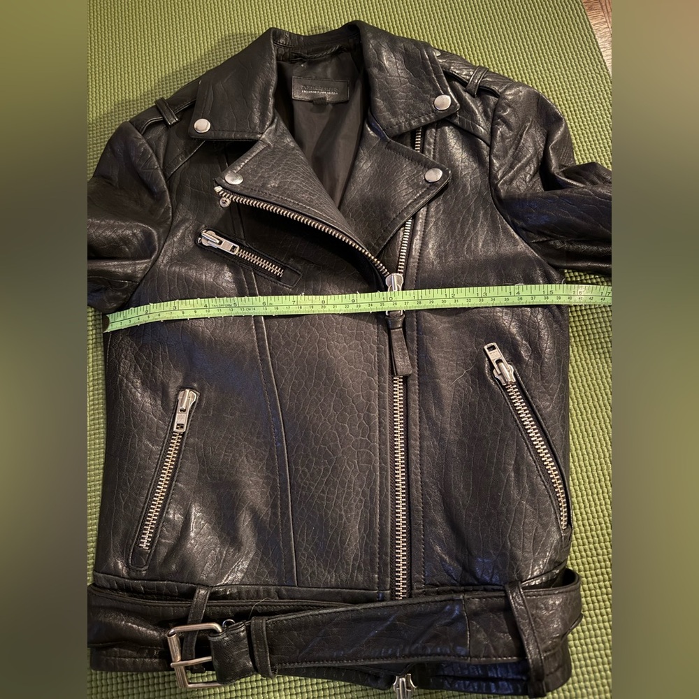 Mackage X Aritzia Pebbled Black Leather Biker Jacket - Picture 11 of 15